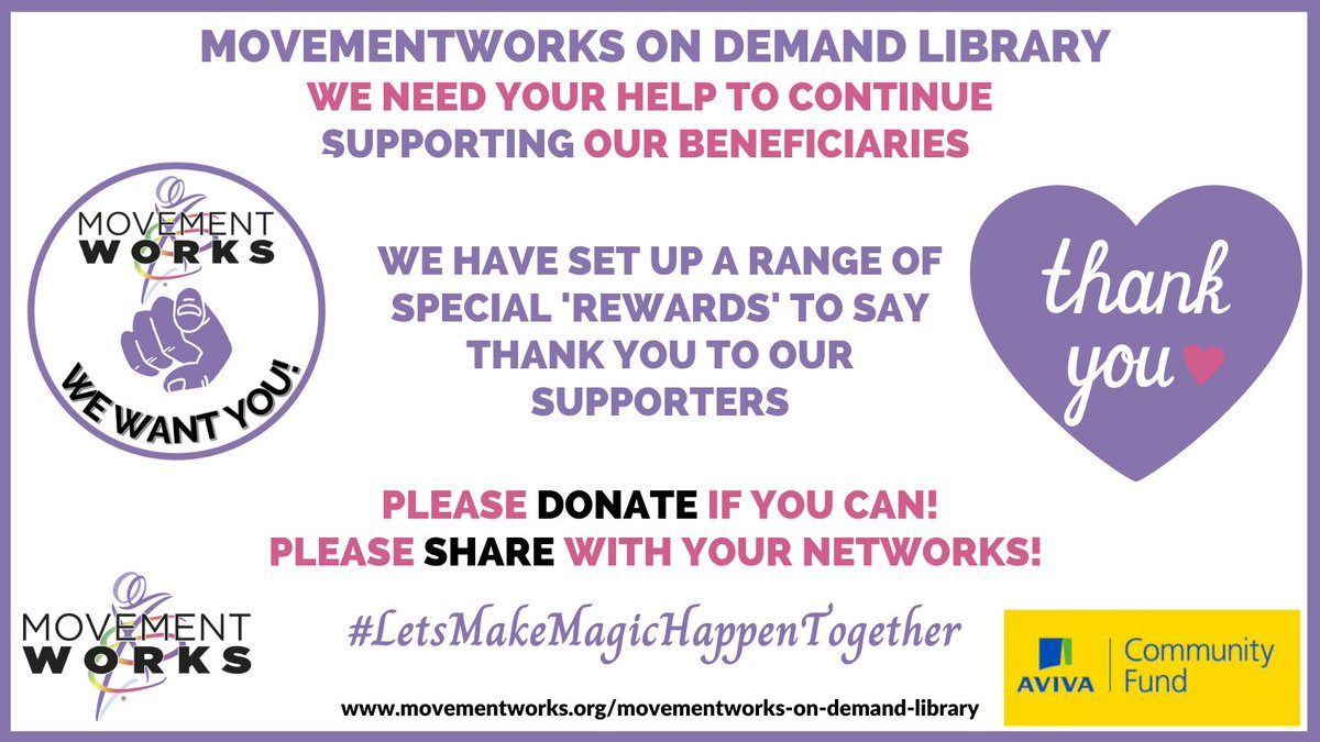 MovementWorksEd's tweet photo. We have set up a range of #SpecialThanks #Rewards as part of our #MovementWorks #AvivaCommunityFundUK #crowdfunding #appeal https://t.co/iXB2AmCCkG #TreatYourself #GiftIdeas #MothersDay #GoodiesForDoingGood #LetsMakeMagicHappenTogether Please #donate or #share #everypennycounts https://t.co/dOJ2VlAj6d