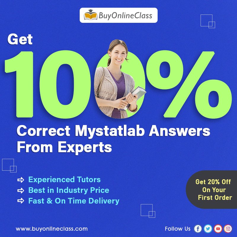 buyonlineclass's tweet image. Have an expert to do your Mystatlab Answers project and get A+ in your exam. Visit 👉 bit.ly/3rltzxo
#mystatlab #mystatlabanswers #statistics #math #student #college #university #students