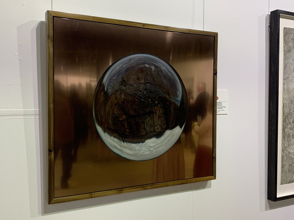 EdithBevin's tweet image. Sebastian Galloway’s ‘View of Mt Lyell through an Acid Raindrop’ takes out this year’s Glover Prize.  Absolutely amazing work. So much detail ... even down to the handmade sassafras and copper nail frame