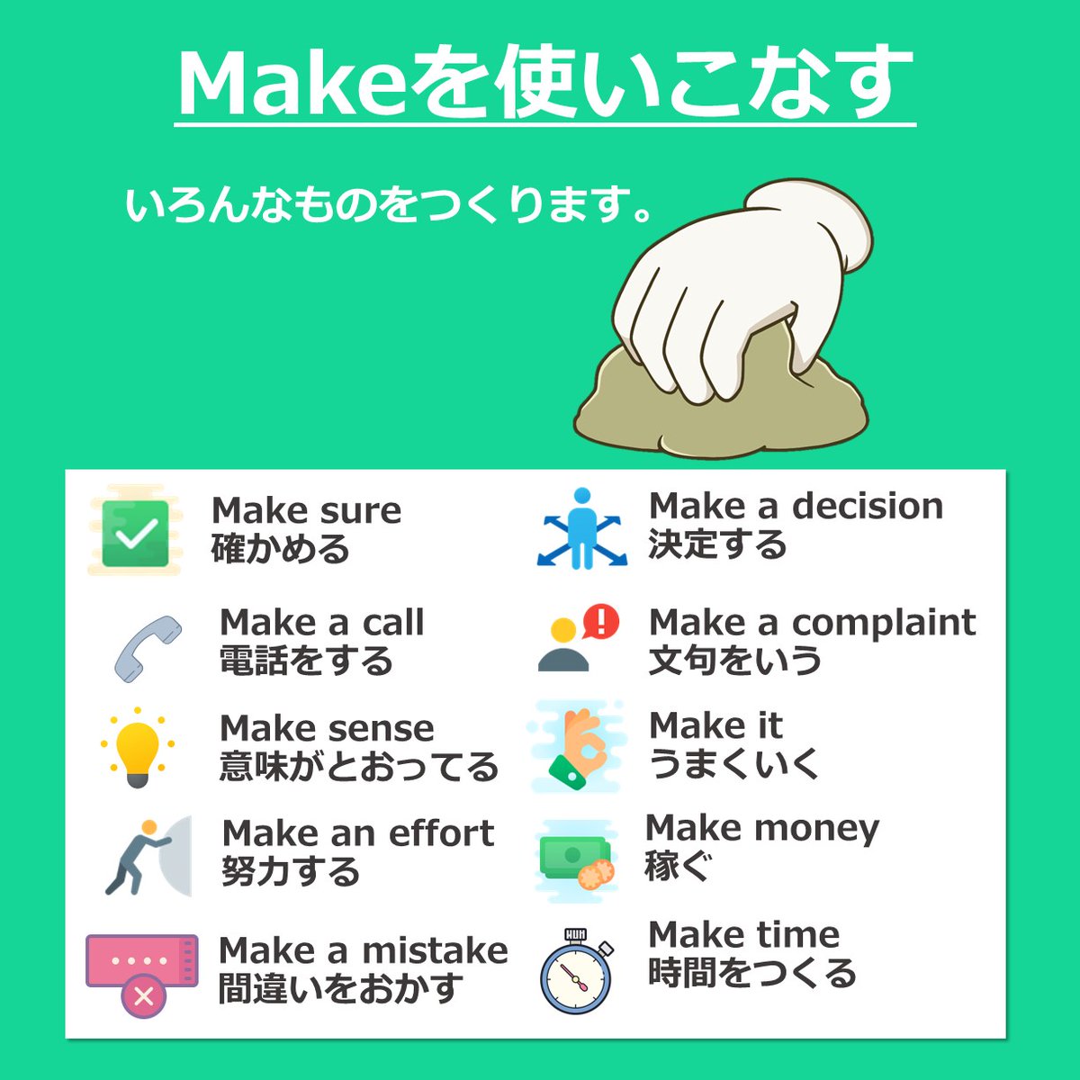 わんわん 英語がんばる 覚えておくと便利な Make の使い方