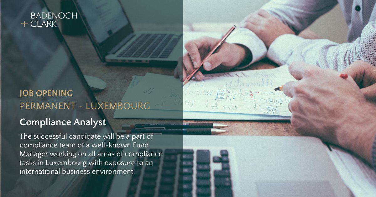 BadenochClarkLU's tweet photo. [#newjob🎯] Another new opportunity offered by @BadenochClarkLU. An established #fundmanager, is recruiting an experienced #compliance #analyst. Contact @khrystyna_shn or⬇️
https://t.co/Gtv7oRkTgK

#badenochandclarkluxembourg #permanentrecruitment #talentpartner #alwaysgofurther https://t.co/ExaZESXDTi