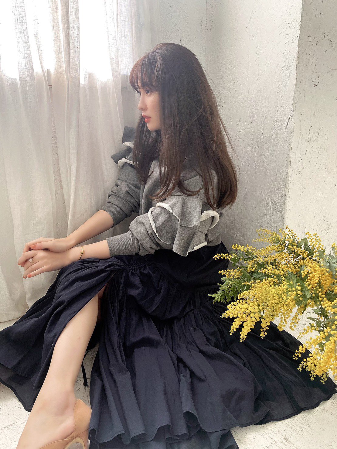 herlipto Asymmetric Cotton Voile Skirt | ヤマダウェブコム