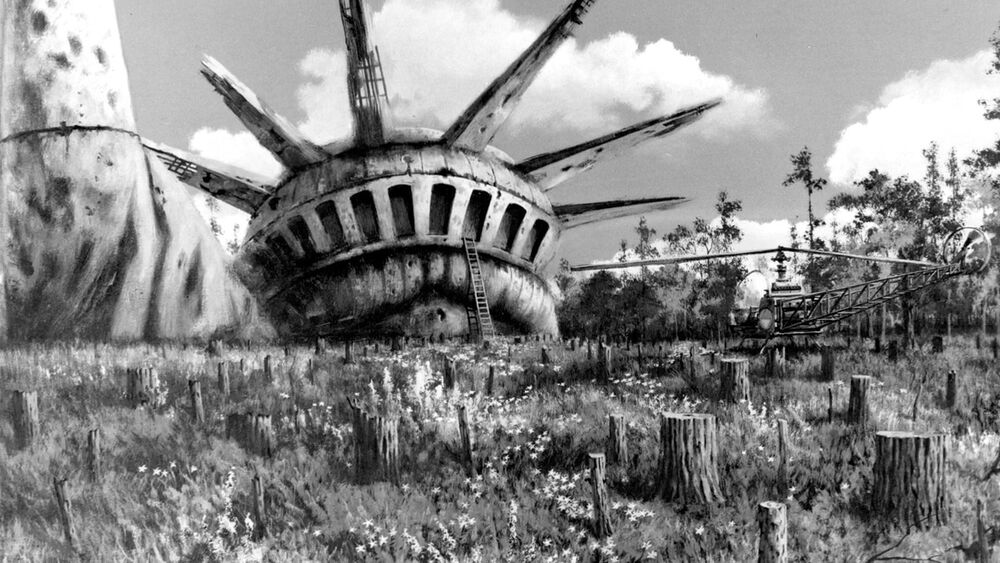 Stunning concept art by Don Peters for Planet of the Apes (1968).