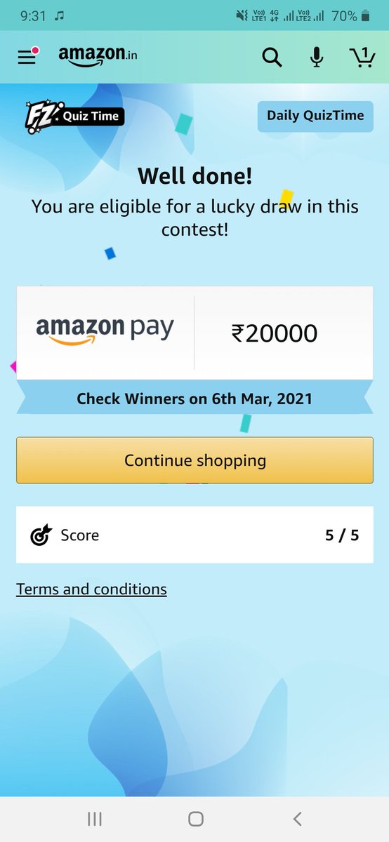 mohitsom16's tweet photo. Thanks for This  Daily QuizTime @amazonIN 
#AmazonQuiz https://t.co/Cxw3Z7RIkY