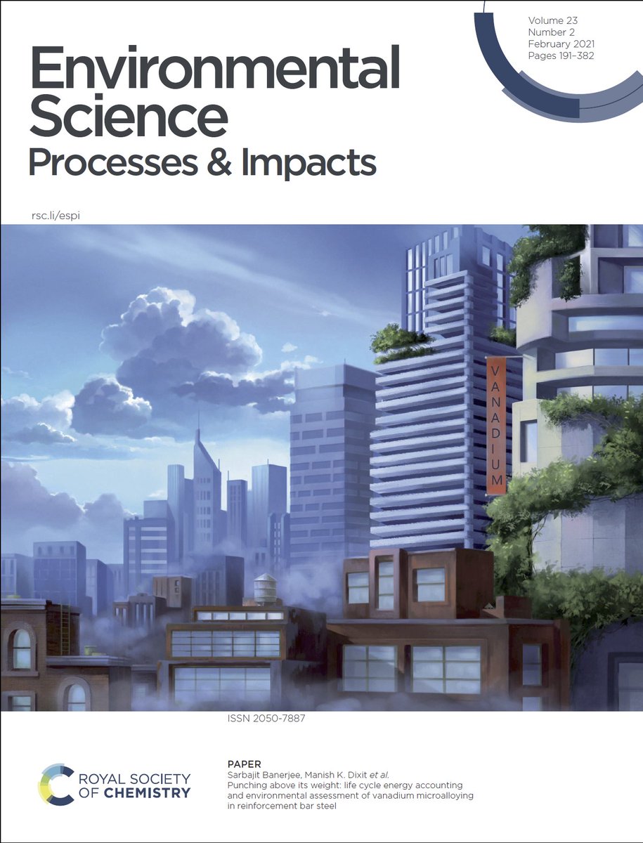 Very cool cover graphic from @Ella_Maru for @Pranav11394 and @DA_Santos_ article published in Environmental Science: Processes & Impacts pubs.rsc.org/en/content/art… - nicely captures the role of #Vanadium in decarbonisation of the construction industry