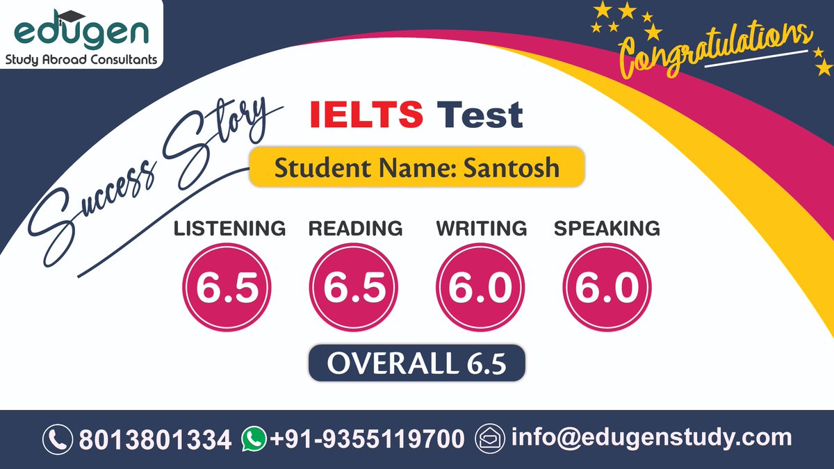 Congratulations to Santosh🎉🎉🎉
For passing the #IELTSexam with flying colours💯
At 🎓Edugen, we feel proud to share the success stories of such target.
Visit Here - edugenstudy.com
#ielts #ieltsresult #ieltsscore #ieltspreparation #ieltsclass #ielts_exam #edugen