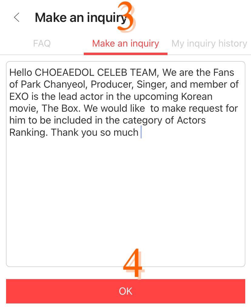 Since Chanyeol is making debut as an Actor after a long time, we would like for him to be included in the Actor ranking Below is the Tutorial on How to make an inquiryMake many inquiries as possibleNB: The App has the same features as CHOEAEDOL  #Chanyeol  #찬열