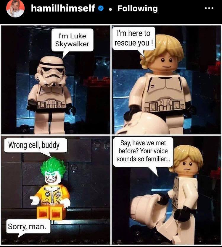 AdvUnderground's tweet photo. Your voice sounds so familiar... 😆 https://t.co/9YQeTXX04f #followtheauwhiterabbit #starwars #joker #samevoice #markhamill #funny https://t.co/HSs2Gs78Ef