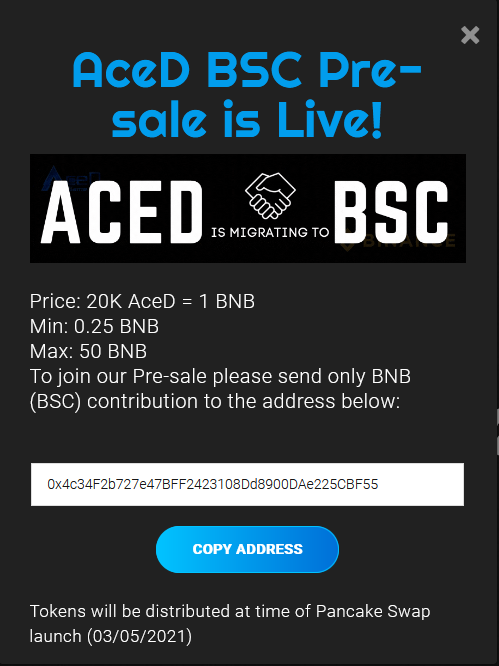 cryptotrader85's tweet photo. There is a lot to look forward to with @AceDCoin & #AceDBets with Afiiliates launching very soon.
Also we got some huge news last week that the team plan on building a #DEX ACEDSWAP which will be a full dex for trading on #BinanceSmartChain
=> https://t.co/XAvfTiVZUJ
#AceD https://t.co/uno7vW2xpF