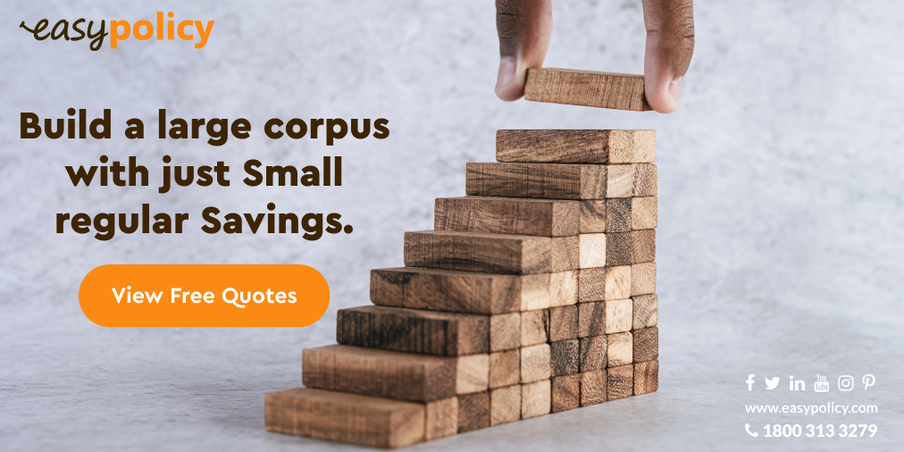 Build a large corpus with just Small regular Savings.
View Free Quotes 👉 bit.ly/33WiTvZ

#GuaranteedReturn #InvestmentPlans #ComparePlans #SaveTax #Easypolicy