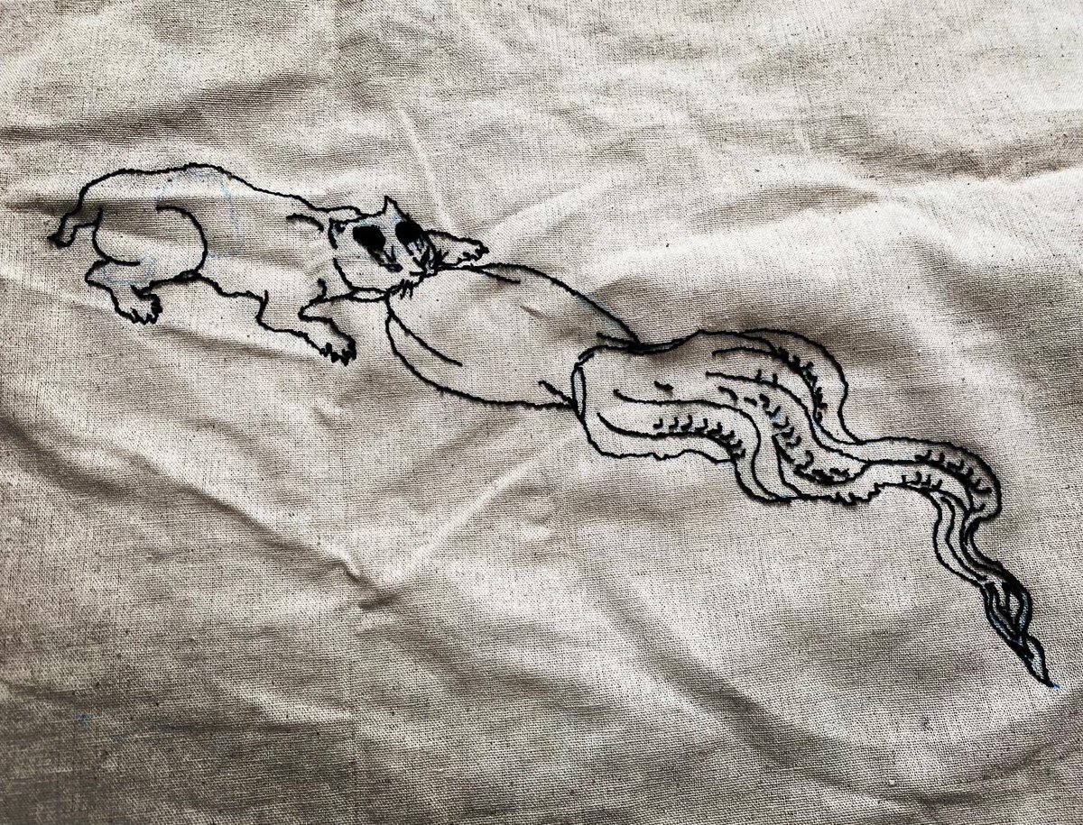 chiku_re's tweet photo. 猫と蛸

#ダジャレ #歌川国芳 #猫 #蛸 #embroidery #刺繍 #punchneedle #japon #cat #octopus https://t.co/6LAX1vsp4f