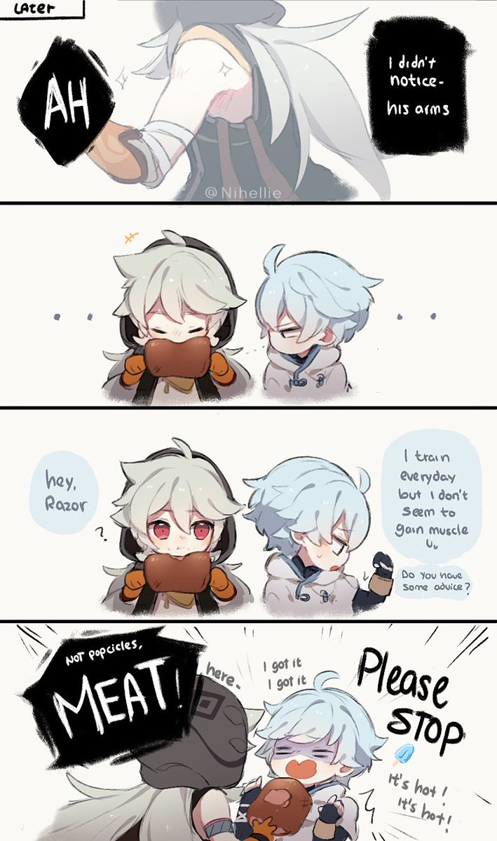 nihellie's tweet image. So I noticed how Chongyun struggles handling his claymore and Razor just don't- #原神