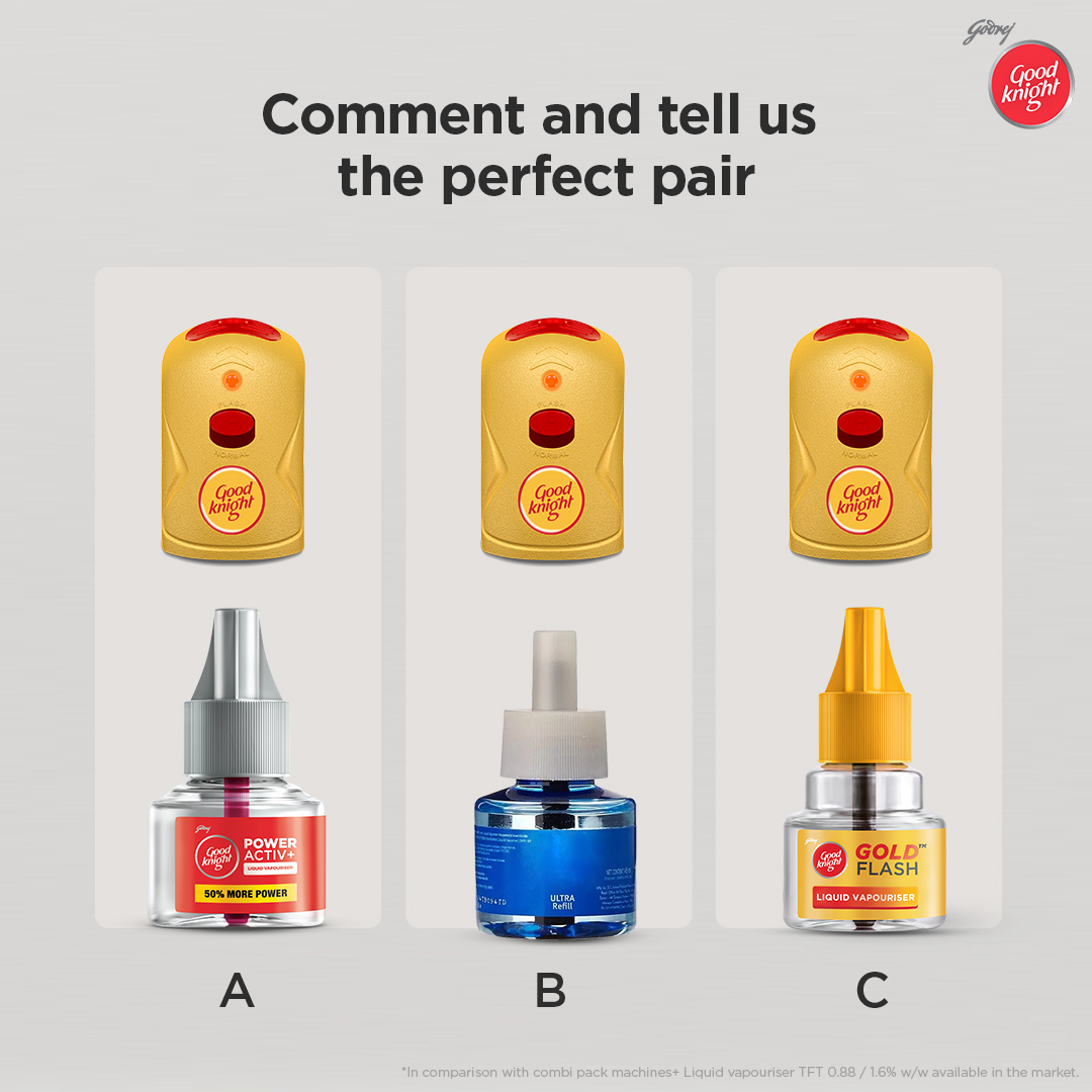 goodknightin's tweet photo. Hint: Only this combination gives out powerful Flash Vapours. Together they form India’s Most Powerful Liquid Vapouriser. #PowerUpWithGoldFlash #GoodKnight https://t.co/zkgy9MDWGD