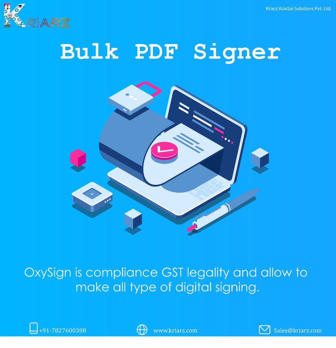 KriarzS's tweet photo. Kriarz designed OxyeSign software solution for digitally sign PDF documents in bulk. OxySign is compliance GST legality and allow to make all type of digital signing.
.
.
#digitalsignature #dsc #class #gst #digitalsignaturecertificate #epass  #digitalsignatures #gstfiling https://t.co/zIlQzI034h