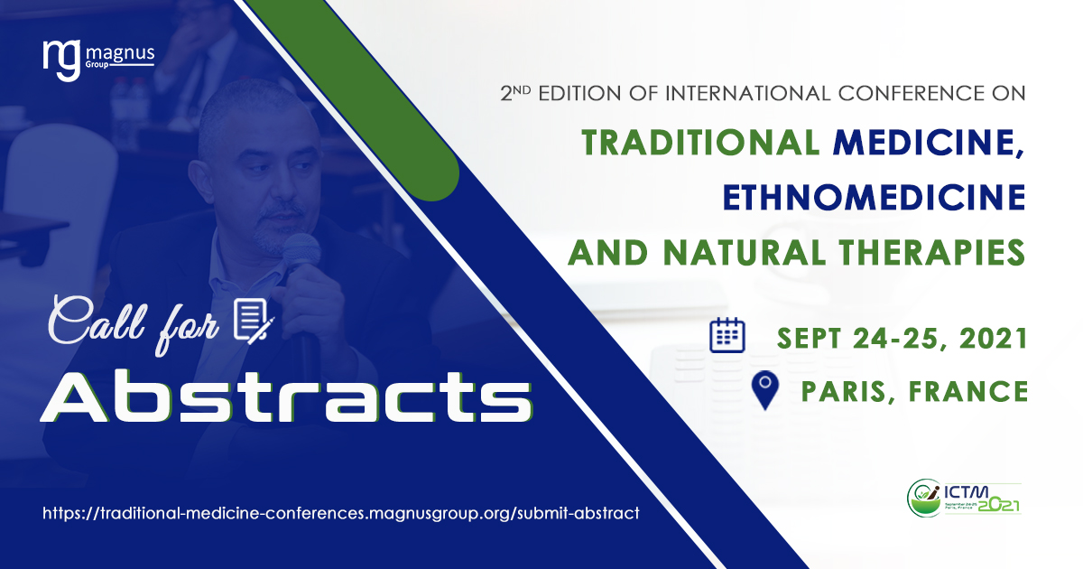 ICTMconf's tweet photo. #CallforPapers 

Abstract submission is open for #International hybrid #event on #Traditional #Medicine 

Scientific sessions at #ICTM2021 include: 
* #TraditionalMedicine
* #Ethnomedicine
* #NaturalTherapies
* #AromaticMedicine and more | https://t.co/BrfcZHFyck

Submit abstract https://t.co/b4pjiZI45f