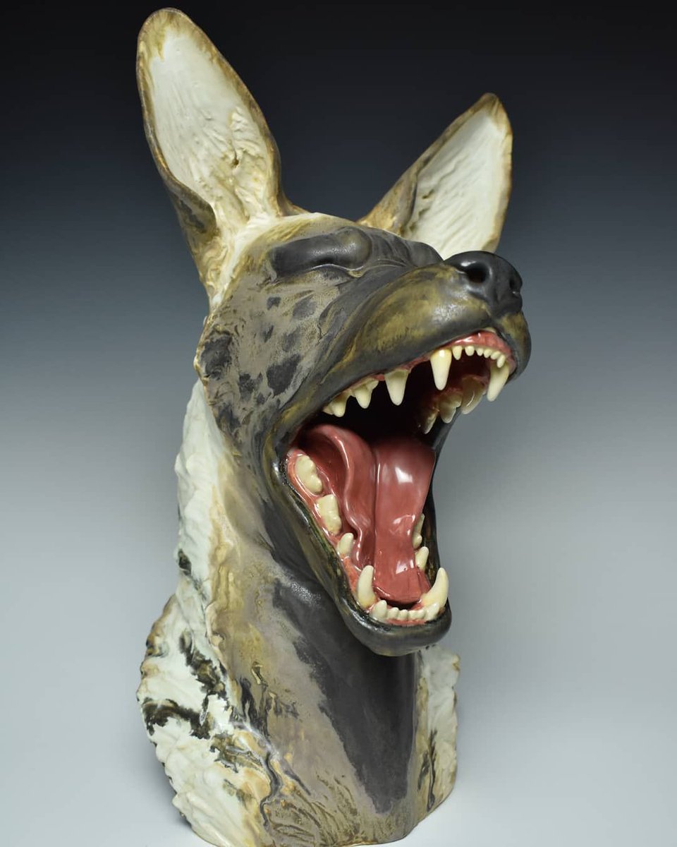 Sometimes you just have to be a hyena and laugh it off. Awesome sculptural work by Ariel Bowman!
...
#beautfulbizarre #ArielBowman #hyena #stripedhyena #laughing #animalsculpture #ceramicsculpture #wildlifeart #sculptures #animalart