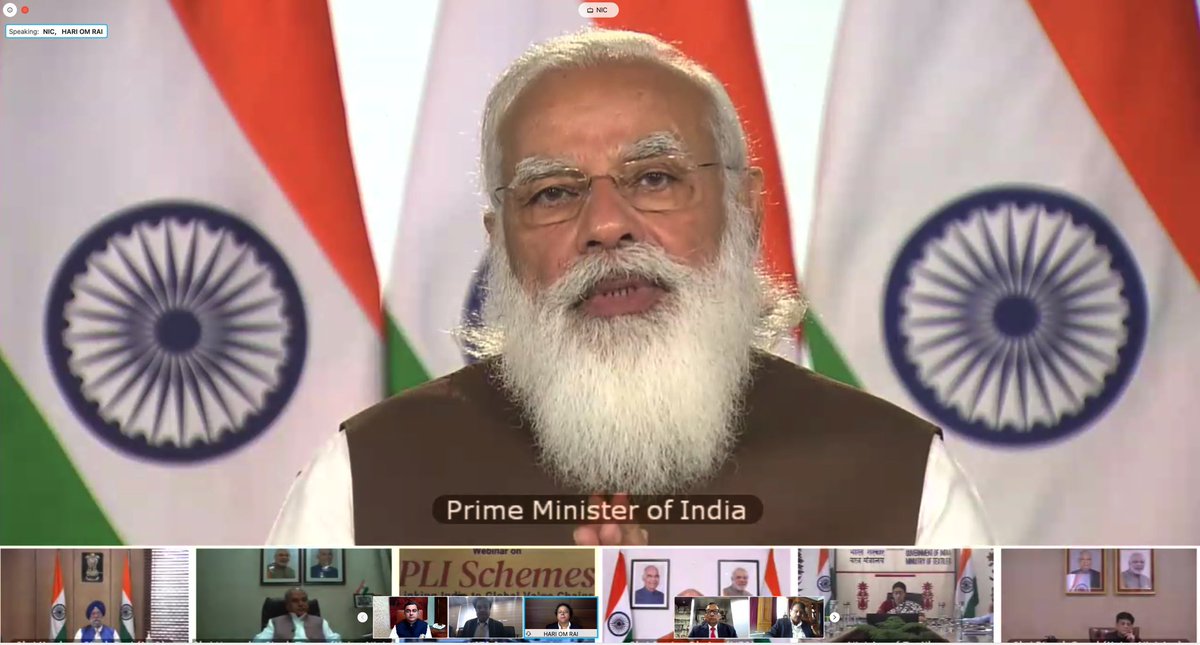subhrakantpanda's tweet photo. PM @narendramodi addressing webinar: #PLIScheme meant to take #MakeinIndia to the next level. This is not just an opportunity for India, but a responsibility we have to the world. @DIPPGOI @ficci_india https://t.co/8K4qEDIbGt