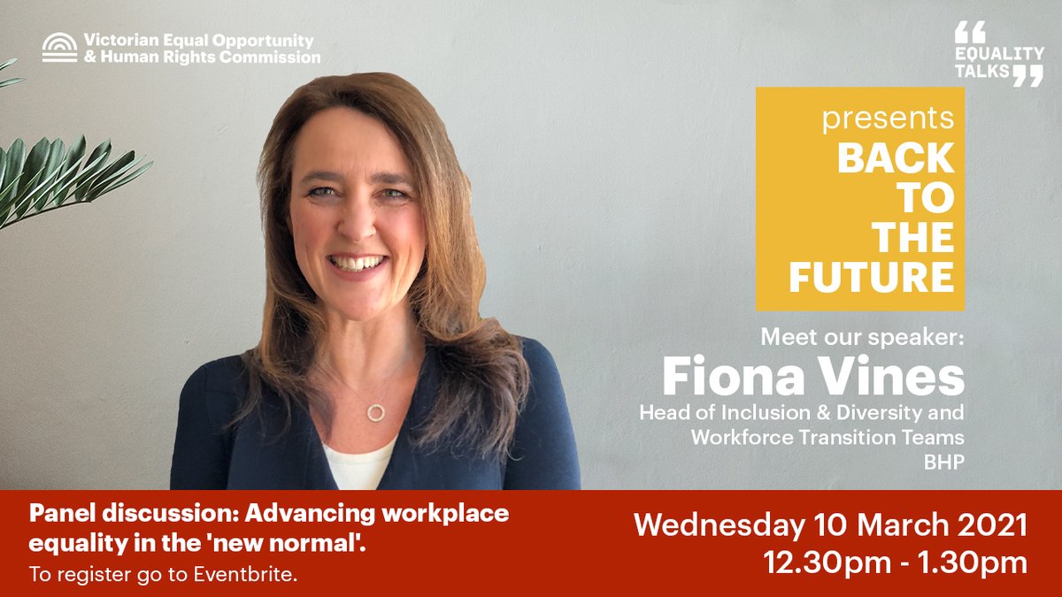 VEOHRC's tweet photo. If you have a question for Fiona Vines or our other speakers at next week's Back to the Future panel discussion, send us an email. Register today to book your spot.
https://t.co/mvb0hNr4MI
#EqualityTalks #BackToTheFuture #IWD2021 https://t.co/j3mDAeAUl5