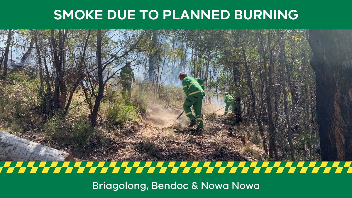 FFMVic's tweet photo. Our crews are #PlannedBurning in #Briagolong #Bendoc and #NowaNowa this weekend. People in surrounding areas may see smoke from these burns. More info at: https://t.co/ag3nlsDKwk #FFMVic https://t.co/YWnLI0zjzS