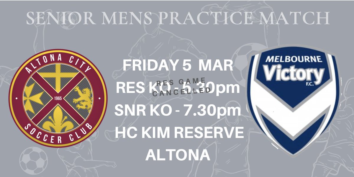It's matchday for our Senior Mens team! 📣
Unfortunately, our Reserves will not be taking to the pitch due to Melbourne Victory canceling the game due to multiple player injuries. 

KO 7.30pm
Bar and canteen open. 
Don't forget to  register with our QR code on arrival.