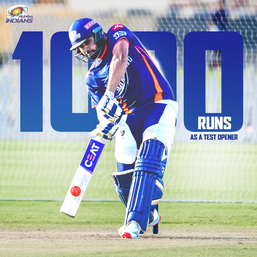 mipaltan's tweet photo. 1️⃣0️⃣0️⃣0️⃣ Test runs in 1️⃣1️⃣ matches as an opener 💪😎

#OneFamily #MumbaiIndians #INDvENG @ImRo45 https://t.co/io9KjGm9L0