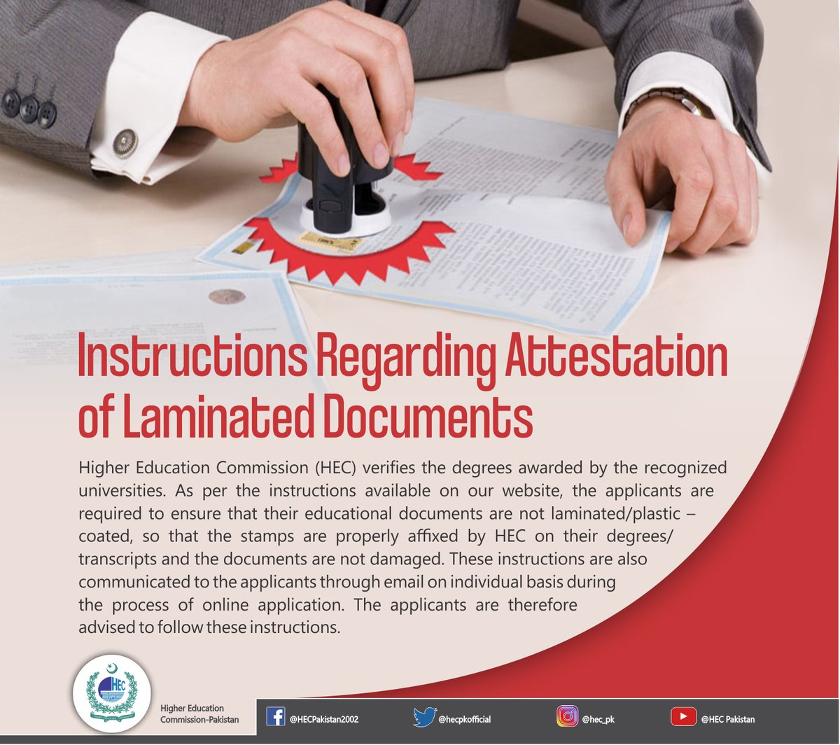 hecpkofficial's tweet photo. ** Attention Students **

Instructions Regarding Attestation of Laminated Documents https://t.co/NFty5eDZoH