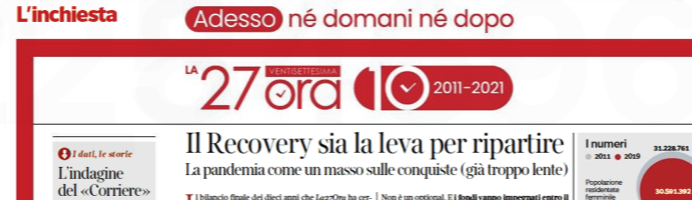 .<a href="/Corriere/">Corriere della Sera</a> 
Auguri <a href="/La27ora/">La 27ora</a> compi dieci anni!
Auguri a tutte le giornaliste che hanno contribuito a renderla così INDISPENSABILE, e auguri soprattutto a <a href="/luisapronzato/">luisa pronzato</a> che l'ha cullata come una neonata amata e cresciuta come una bimba intelligente, solidale, reattiva e combattiva