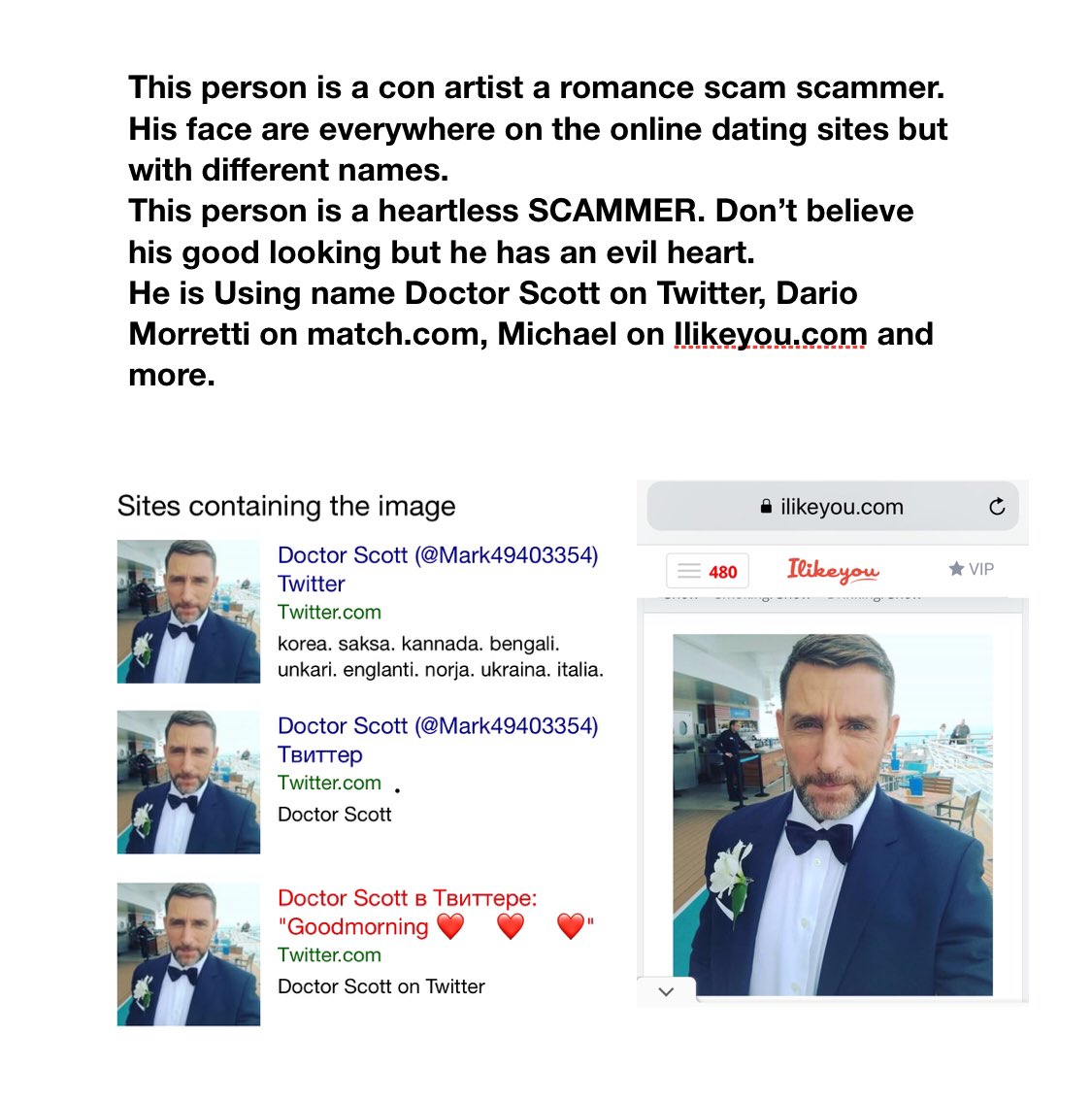 SCAMMERS LIST on Twitter: "He is a romance scam scammer. 