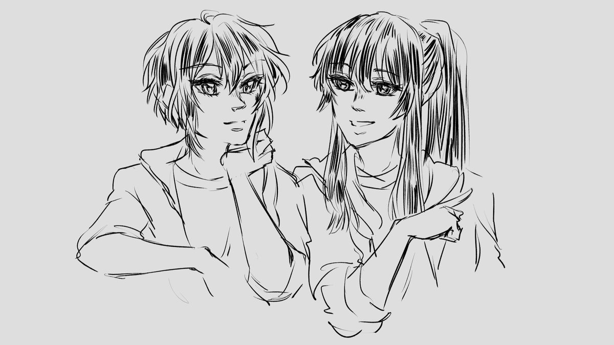 OCs aoi and hana doodle nudges at @STONEHlLL ty for reminding me about them yesterday ? 