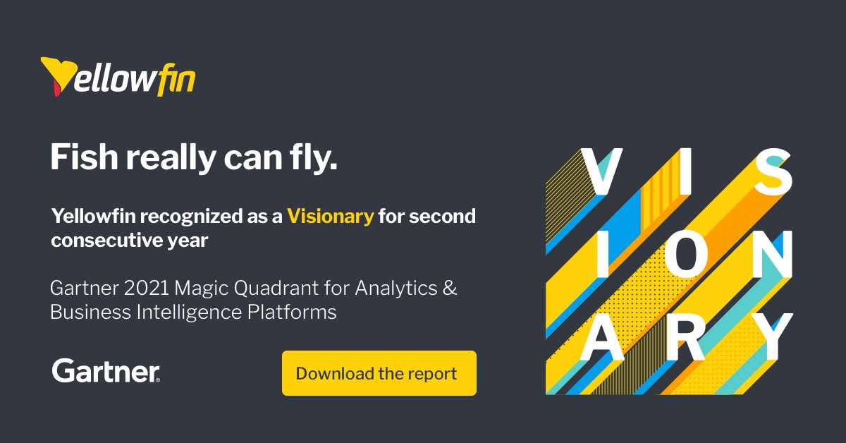 YellowfinBI's tweet photo. Find out why Yellowfin has been named a Visionary in the Gartner 2021 Magic Quadrant for Analytics &amp; BI Platforms - Again! Access your full copy of the report here 👉 https://t.co/sP6Wh8hgLa

#Yellowfin #YellowfinBI #GartnerMQ #ContextualAnalytics #BusinessIntelligence #Analytics https://t.co/bY0ODRzwtj
