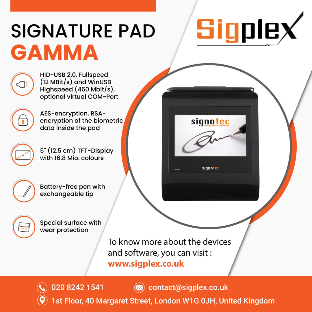 Sigplex's tweet photo. Signature Pad Gamma - Sigplex
Visit website - https://t.co/VOJsPXf14j

#sigplex #digitalsignature #electronicsignature #esignature #signaturepad #signaturepadgamma #onlinesignature #london #uk https://t.co/7sQ65mVCE6