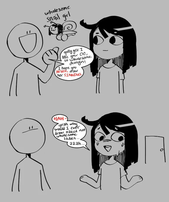 art vs artist vs follower(???) doodle

(i will post the very nsfw drawing tomorrow) 