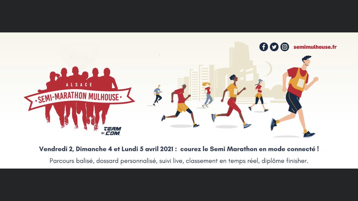 Un semi marathon connecté pour se challenger et se motiver ! Rendez-vous le week-end de Pâques à Mulhouse. #semimarathon #mulhouse #dossard #courseconnectée #running