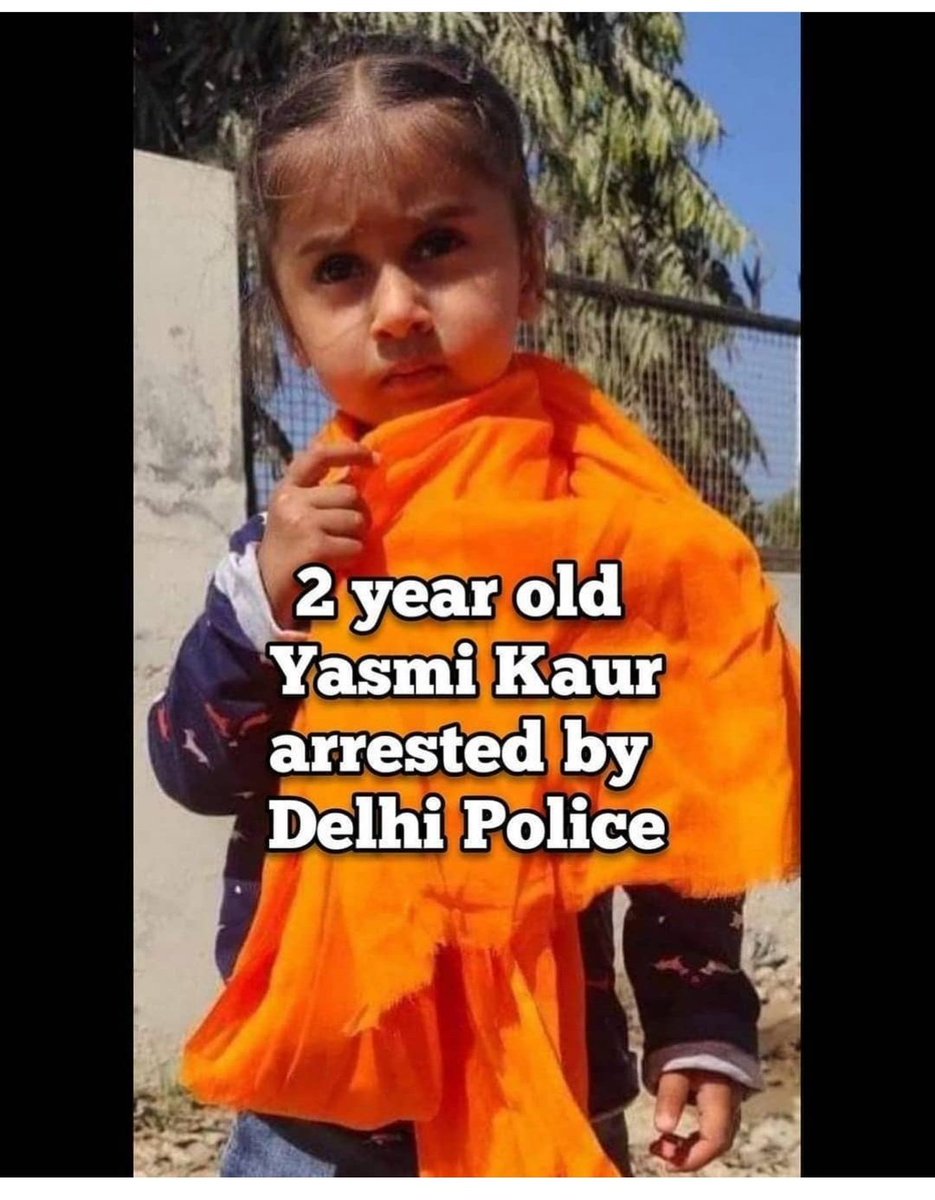 mandeeppunia1's tweet photo. किसान आंदोलन में भाग लेने की वजह से 2 साल की नन्हीं यस्मि कौर को भी दिल्ली पुलिस ने गिरफ्तार कर लिया था.. https://t.co/L0MGauu9U6