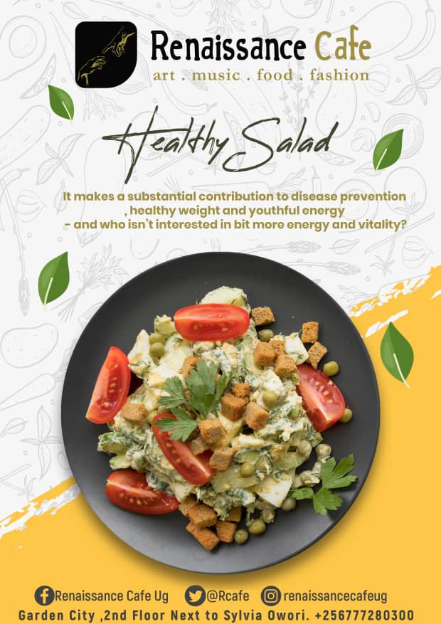 DerrickMayamba's tweet photo. Something you need.
Simple, healthy and delicious salads with @RCafeUg.
#RenaissanceCafeUg #BestLocalFood https://t.co/YJkMoufB4T