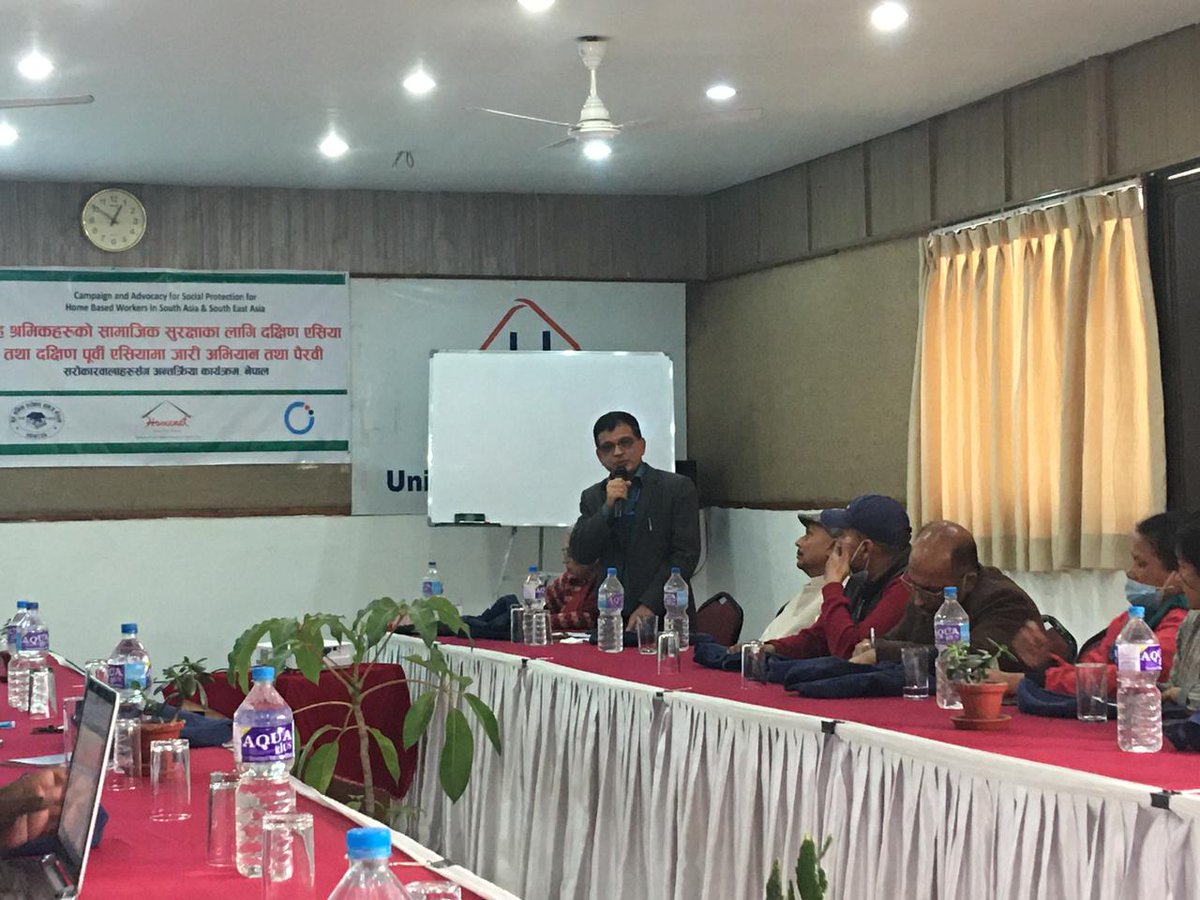 HomeNet_SAsia's tweet photo. #HappeningNow: Home-based workers have the right to Social Security! Today, we are partnering with two of our members in #Nepal - #CLASSNepal and Hbwcs Nepal - to conduct a workshop on the way forward to ensure social security to #HBWs in the country. https://t.co/ruf4IgtoQb