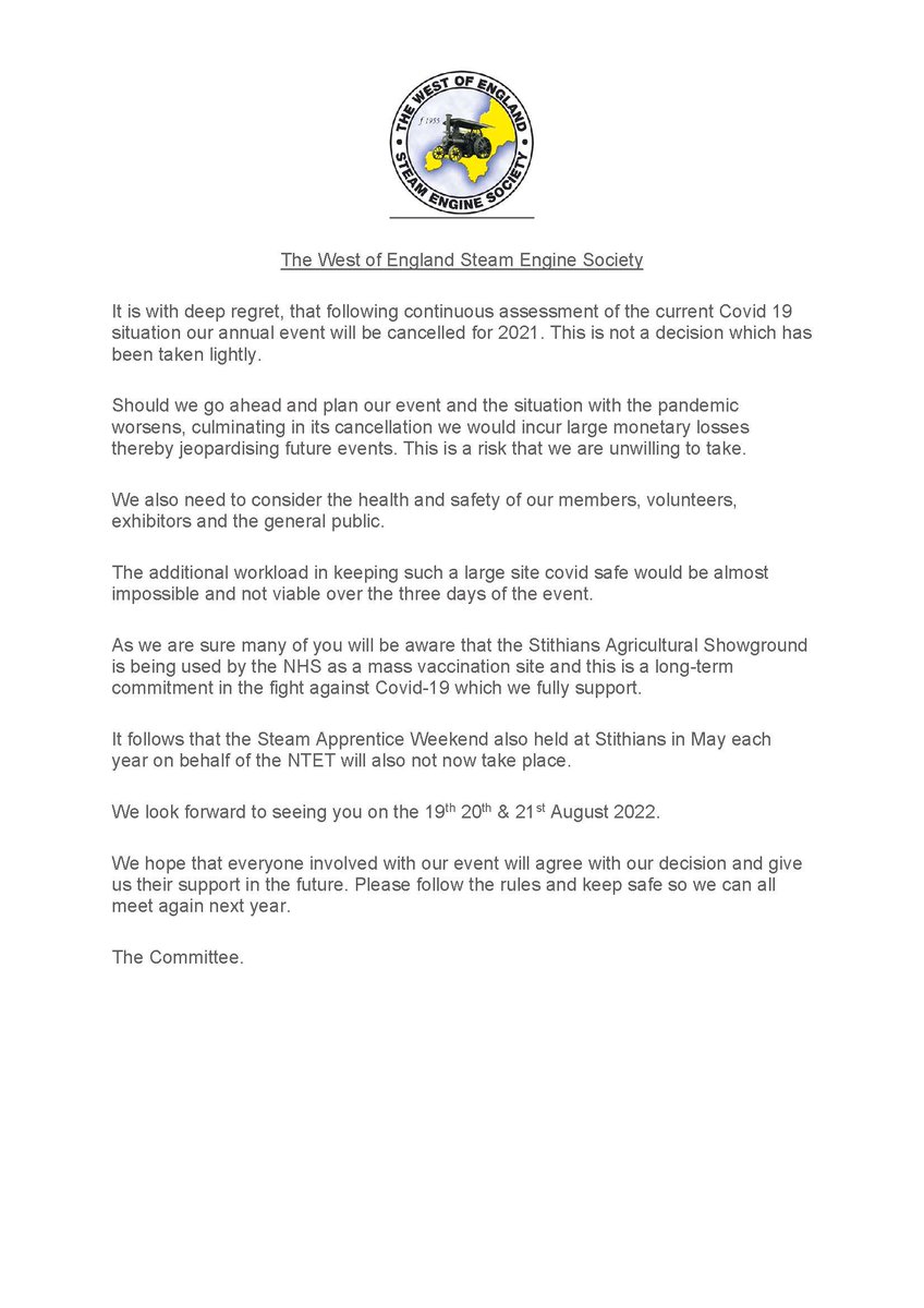 Update on this years events.