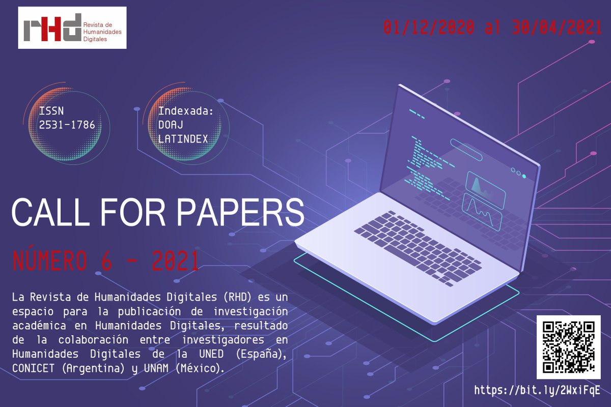 Revista de Humanidades Digitales (@revista_hd) on Twitter photo #CallforPapers 💭 Send us your work by April 30th. #openaccess More: buff.ly/3axXNba #digitalhumanities #humanidadesdigitales #HumanidadesDigitais <a href="/natlibscot/">National Library of Scotland</a> <a href="/DHInstitute/">DH Summer Institute</a> <a href="/UCLDH/">UCLDH @ucldh.bsky.social</a> <a href="/linhduned/">LINHD</a> <a href="/NEH_ODH/">NEH Digital Humanities</a>
<a href="/Master_HD_UAB/">Máster Humanidades y Patrimonio Digitales UAB-UPF</a> @HD_TecMonterrey <a href="/uned_filologia/">UNED_Filología</a> <a href="/HDHispanicas/">Humanidades Digitales Hispánicas (HDH)</a> <a href="/doajplus/">DOAJ</a> #CallforPapers 💭 Send us your work by April 30th. #openaccess More: buff.ly/3axXNba #digitalhumanities #humanidadesdigitales #HumanidadesDigitais <a href="/natlibscot/">National Library of Scotland</a> <a href="/DHInstitute/">DH Summer Institute</a> <a href="/UCLDH/">UCLDH @ucldh.bsky.social</a> <a href="/linhduned/">LINHD</a> <a href="/NEH_ODH/">NEH Digital Humanities</a>
<a href="/Master_HD_UAB/">Máster Humanidades y Patrimonio Digitales UAB-UPF</a> @HD_TecMonterrey <a href="/uned_filologia/">UNED_Filología</a> <a href="/HDHispanicas/">Humanidades Digitales Hispánicas (HDH)</a> <a href="/doajplus/">DOAJ</a>