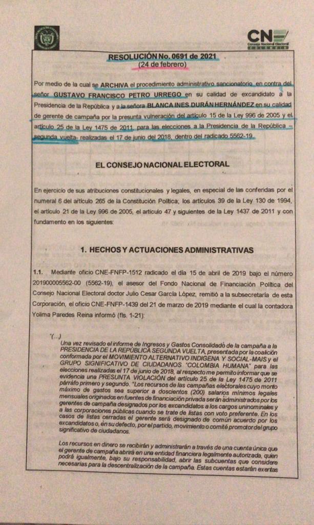 petrogustavo's tweet photo. Nuevamente el Consejo Nacional Electoral, archiva investigaciones sobre las cuentas de nuestra campaña presidencial. Esta vez sobre el manejo de caja de la misma. https://t.co/OwXNSLiCxw