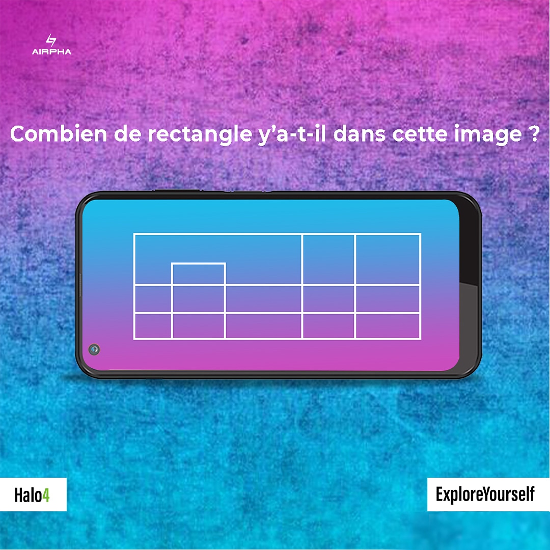 AirphaBenin's tweet photo. Salut les fans, voici un petit jeu de divertissement. Combien y a-t-il de rectangle ?
N’hésitez surtout pas de laisser votre reponse en commentaire.
Que du plaisir avec AIRPHA
#Airpha
#ExploreYourself
#Halo4
#AirphaBenin https://t.co/rxR7Yb11zz
