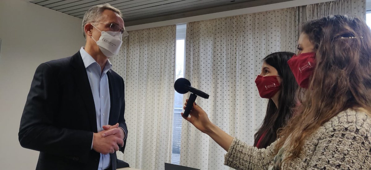 coebruges's tweet photo. Yesterday was an extraordinary day for @btb_eu, our CoE Podcast on European Affairs. Team members @ConnieLillis and @Angelica_Mastro had the unique opportunity to interview NATO Secretary General @jensstoltenberg and @NATOpress. Stay tuned for the next Burst the Bubble episode! https://t.co/Jo5IKpXCcz