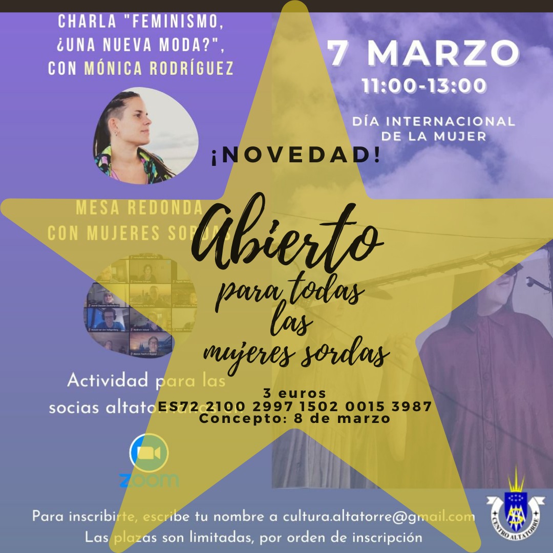 CentroAltatorre's tweet photo. Aún quedan pocas plazas para la actividad del 7 de marzo para las mujeres. Estáis a tiempo de inscribirte. ¿Cómo? Escribe tu nombre a cultura.altatorre@gmail.com.

Las mujeres socias de otras asociaciones y no socias también podrán participar en la actividad, por 3€ https://t.co/Cp7YPlKNio