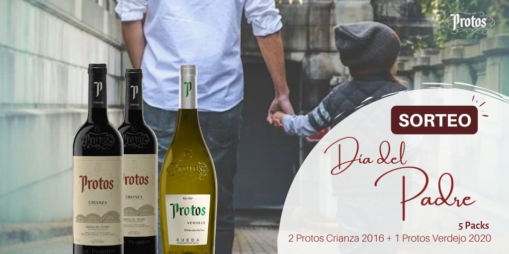 Bodegas_Protos's tweet photo. ¡Participa en este #Sorteo del Día del Padre!🍷Puedes llevarte uno de los 5 packs 2 Protos Crianza 2016 + 1 Protos Verdejo 2020. Es muy fácil:
✅ Síguenos @Bodegas_Protos
✅ Dar me gusta
✅ Mencionar en comentarios a 2 familiares o amig@s 
Bases legales 👉 https://t.co/ars5ndWACY https://t.co/KBFkPsMrBB