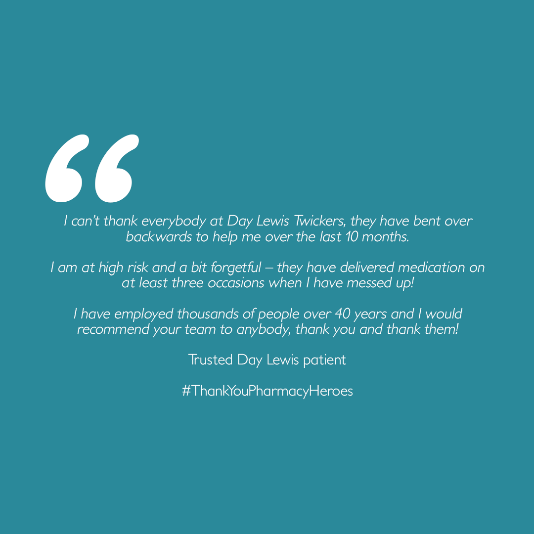 DayLewisGroup's tweet photo. Thank you to all our patients for your all your support and kind messages. Our patients have always helped us keep going! :)
#DayLewisPharmacy #NotJustAPharmacy #pharmacystories #pharmacyheroes #patientscomefirst #communtiestogether #localcommunities #supportlocal #heretogether https://t.co/qR3ZTks1pH