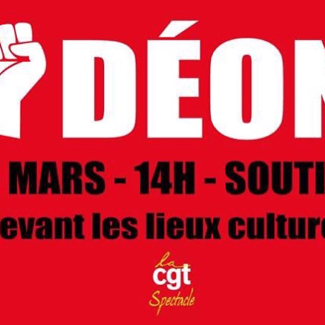 L'occupation du <a href="/TheatreOdeon/">Odéon-Théâtre de l'Europe</a>  se poursuit venez à l’Assemblée Générale à 14h devant le théâtre.<a href="/cgt_spectacle/">CGT SPECTACLE</a> <a href="/SFA_CGT/">SFA-CGT</a> <a href="/SNAM_CGT/">Musiciens et musiciennes CGT</a>