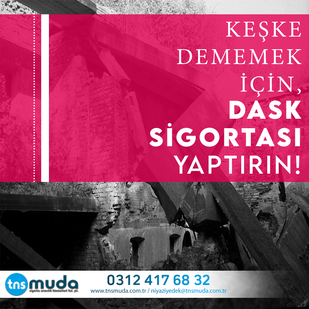 DASK'ın, Türkiye genelinde yüzde 56’lık sigortalılık oranı bulunuyor. 
Hala Diğer %.lik dilimdeyseniz ? Bizden tavsiye DASK Sigortanızı yaptırın!
tnsmuda.com.tr
...
☎️ 0 312 417 68 32
📱+90 543 867 68 32

.#dasksigortası #zorunludepremsigortası #yangın #sel #deprem