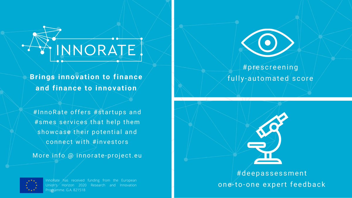 The improved #InnoRate platform can help #smes and #startups  get a score for their #management, #marketability, #technology, #business feasibility aspects and connect with #investors. Explore our services (free-of-charge) here👉cutt.ly/ZzwC0Gz