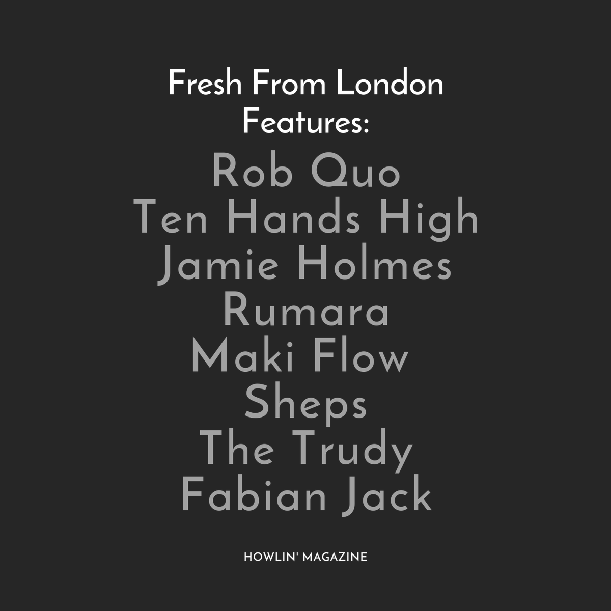 meganrgfletcher's tweet photo. Fresh From London: 5th March 2021 Article 

Features: Rob Quo - Sheps - Ten Hands High - Jamie Holmes - Rumara - Maki Flow + More

Written By: Megan Fletcher 
Cover: Rob Quo (@gcmaitelli)

Listen Here: https://t.co/qY9EonZAup
Read Here: https://t.co/Twr4YsBWFd https://t.co/I8riGoHaV2