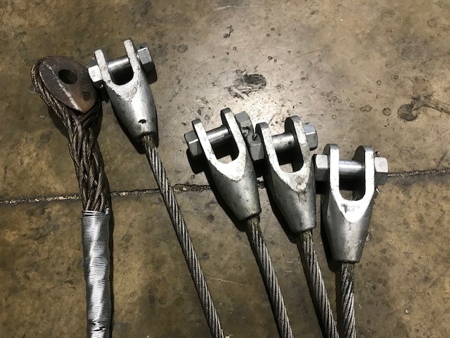 More terminations ready for the busy Certex test bed. Handspliced solid thimble eye to be proof loaded at the customer's request. Also the BS463 1970 sockets about to be proof load tested and witnessed by Lloyds Register before being despatched