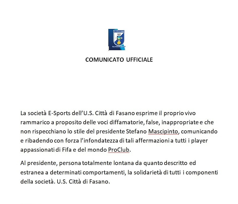 UsFasanoeSports's tweet photo. ⚠️⚠️COMUNICATO⚠️⚠️ https://t.co/jbGmsfm4Tl